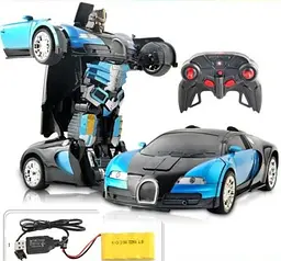 Машинка Трансформер Bugatti Size 18 см Robot Car синя з пультом - мініатюра 5
