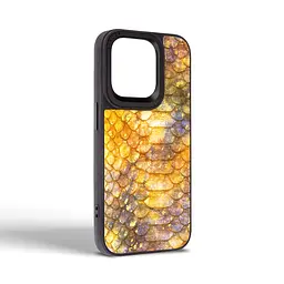 Кожаный чехол для Apple iPhone 15 Pro, Harder Nagas, желтый, термополиуретан ТПУ + экокожа с имитацией кожи Наги, панель, защита корпуса, противоударный, микрофибра, рамка вокруг камеры, защита всего корпуса, (ARM76736) - мініатюра 2