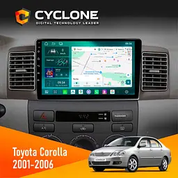 Штатна магнітола Toyota Corolla 2001-2006 Cyclone C9-013 4x64 DSP 4G Cyclone (НФ-00009070)