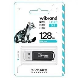 USB флеш накопичувач Wibrand 128GB Marten Black USB 3.2 Gen 1 (USB 3.0) (WI3.2/MA128P10B) - мініатюра 2