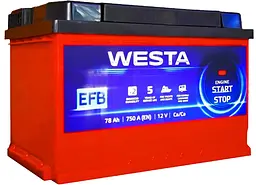 Автомобільний акумулятор WESTA 78 Ah / 750 A EFB Start-Stop R правий плюс (276x175x190) WEFB780