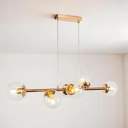 Люстра LED Levistella 7521010-6 GD+CL, 6 плафонів, метал, золото, прозоре скло - мініатюра 2