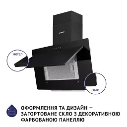 Витяжка декоративна похила Minola HDN 6124 BL LED - мініатюра 4