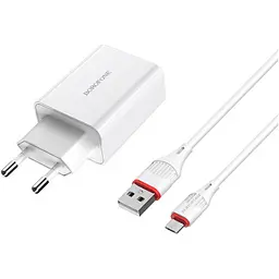 Зарядний пристрій BOROFONE BA21A Long Journey USB QC 3.0 + кабель USB-A — Micro-USB 5P 18 Вт білий (6931474702470) - мініатюра 2