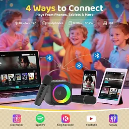 Міні караоке-система Jeefu з Bluetooth колонкою та двома мікрофонами - мініатюра 6