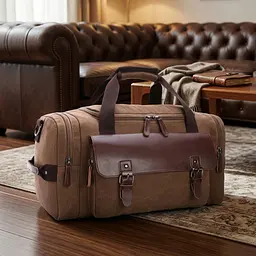 Дорожня сумка текстильна з кишенею 20193 Vintage коричнева
