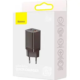 Мережевий зарядний пристрій Baseus Super Si Pro 30W USB-C + USB-A Black (CCSUPP-E01) [102000] - мініатюра 7
