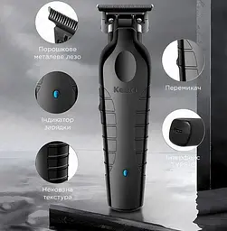 Машинка для стрижки Kemei KM-2299 USB 3 насадки Чорний (2390000001) - мініатюра 6