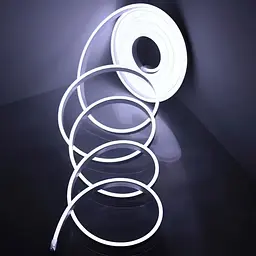 Світлодіодна неонова стрічка NeonFlex NF-W5, гнучка, силіконова, біла, довжина 5 м, живлення 12В, з блоком живлення - мініатюра 2