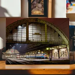 Інтер'єрна картина Львів, залізничний вокзал, Lviv, інтер'єрний декор, 60×90 см (id0225)