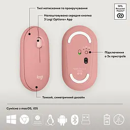 Комплект (клавіатура + миша) Logitech Pebble 2 Combo Rose (920-012241) UA [141508] - мініатюра 12
