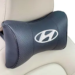Подушка на підголовник з логотипом Hyundai екошкіра Чорна 1 шт - мініатюра 2