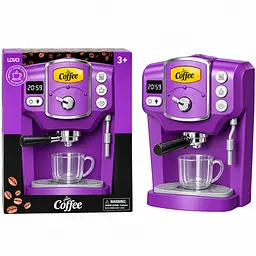 Іграшкова кавомашина рожкова для дітей Toy Coffee Maker фіолетова, дитячий кавовий апарат на батарейках з чашкою - мініатюра 4