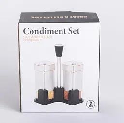 Органайзер набір Condiment Set для спецій на підставці з 2 баночками для солі та перцю по 120 мл Білий - мініатюра 5