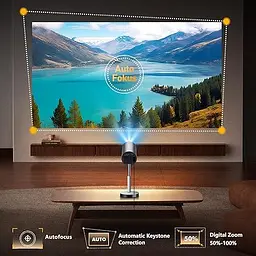 Портативний мініпроєктор VGKE з підтримкою 4K, автофокусуванням/коректацією трапецеїдальних спотворень, яскравістю 15000 люменів - мініатюра 4
