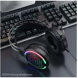 Ігрові навушники з підсвічуванням НОСО ESD03 Gaming LED Headphones повнорозмірні чорні - мініатюра 3
