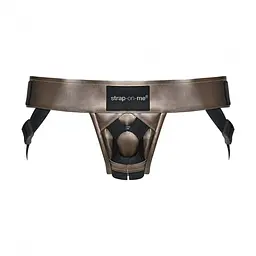 Труси для страпона Strap-On-Me Leatherette Harness Curious OS сірий - мініатюра 3