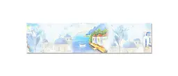 Вініловий кухонний фартух Happy Pocket Пастельний Санторіні наклейка для кухні ПВХ Греція Море Блакитний Z181547 - мініатюра 7
