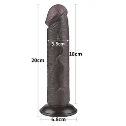 Фалоімітатор Sliding-Skin Dual Layer Dong 8 без мошонки, коричневий LOVETOYS 66-LV317406 103597 - мініатюра 3
