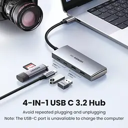 USB-хаб UGREEN CM480 USB-C to 2× USB 3.2+2×USB-C Adapter 10G (UGR-30758) (UGR-30758) - мініатюра 4