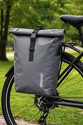 Сумка на багажник Bikemate 2в1, велорюкзак з дощовиком 22 л, сіра, до 8 кг