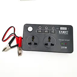 Автоінвертор-перетворювач 12 V-220 V 200 W з екраном, 3 USB-порти, 2 розетки, 3 порти 5.5х2.5 UKC 7064 - мініатюра 6
