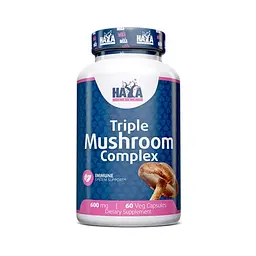 Натуральна добавка Haya Labs Triple Mushroom Complex, 60 вегакапсул