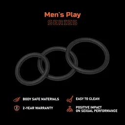 Ерекційні кільця Erospace Men's Play Set Of 3 чорні - мініатюра 2