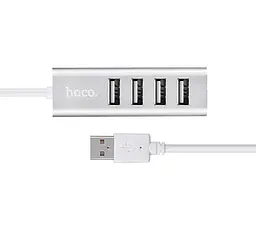 Usb-хаб Hoco HB1 4Usb Line machine Сріблястий - мініатюра 3