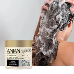Маска для жирного волосся Anian Active Charcoal, Green Tea & Cucumber 350 мл - мініатюра 4