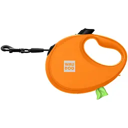 Повідець-рулетка для собак Waudog R-leash з контейнером для пакетів, світловідбивна стрічка, S до 12 кг, 3 м помаранчевий - мініатюра 4