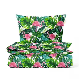Дитяча постіль Cosas Tropical Flamingo без простирадла 110х140 см (FlamingoPalmGreen_140_2)