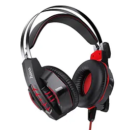 Ігрові накладні навушники Hoco W102 Cool, USB, 3.5mm, 2m, Червоний - мініатюра 2