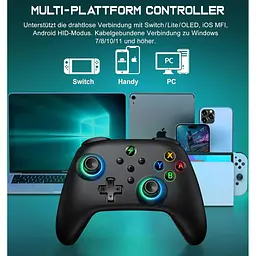 Перемикач бездротового контролера ALEEMTRY Pro Controller з функцією RGB Light/Programmable/Ake - мініатюра 2