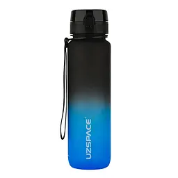Пляшка для води UZSPACE 3038Black-Blue 1000 мл, чорно-синя