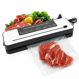 Вакуумний пакувальник для харчових продуктів Vacuum Sealer 120 Вт домашній автоматичний вакууматор Білий 88472