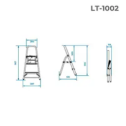 Драбина алюмінієва Intertool 2 ступеня висота до платформи 410 мм LT-1002 - мініатюра 8