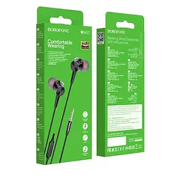 Провідні вакуумні навушники Borofone BM52 Revering, 3.5mm, 1.2m, Чорний - мініатюра 4
