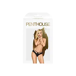 Трусики-бразиліана Penthouse Mermaid Fantasy Black мереживо низька посадка ремінці бантики M/L - мініатюра 3