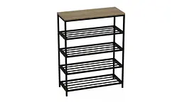 Полиця для взуття Слайм 4 Ferrum-decor 820x630x260 Чорний метал ДСП Дуб Сонома 16 мм (FRD-105162) - мініатюра 3