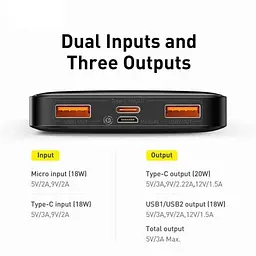 Портативна батарея Power bank Baseus Bipow Digital Display 10000mAh 20W (PPDML-L01) Чорний - мініатюра 5