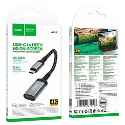 Перехідник HOCO Type-C to HDTV conversion cable UA43A 4K, 30Hz, 0.2m - мініатюра 2