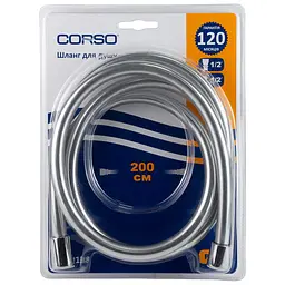 Шланг для ручного душу Corso 1/2" ПВХ 3-х шаровий з підшипником сріблястий 200 см (9691613) - мініатюра 2