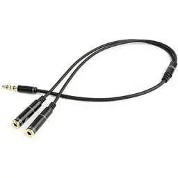 Кабель-перехідник звуковий Cablexpert 3.5 мм 4-pin M - 2x3.5 мм F 20 см чорний (CCA-417M)