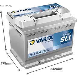 Акумулятор Varta Dynamic SLI 12В 60Аг 540А (EN) L+ (560127054) - мініатюра 2