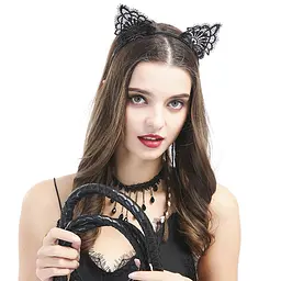 Обруч з котячими вушками Babydoll Універсальний.. Чорний 4504-2