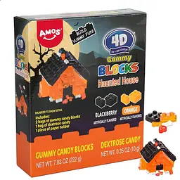 Жувальні цукерки Amos Halloween 4D Gummy Blocks Haunted House 232 г