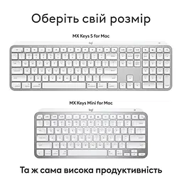 Клавіатура Logitech MX Keys S for Mac Wireless Pale Grey (920-011638) - мініатюра 8