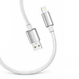 Дата кабель USB 2.0 AM to Lightning 2.0m 3A zinc alloy braided white ColorWay (CW-CBUL099-WT) - мініатюра 2