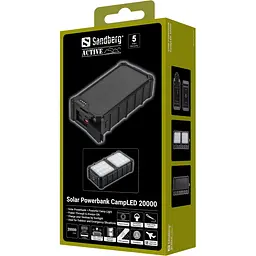 УМБ сонячна Sandberg 20000mAh 22,5W PD Solar Powerbank CampLED, USB-A,2xUSB-C In/Out, Powerful light - мініатюра 8